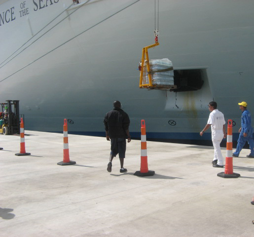 independence-of-the-seas-donations-009 Haiti Relief Effort - Supplies being lowered from Independence of the Seas