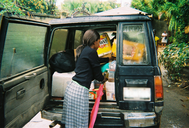 haiti-picture Supplies being distributed to Royal Caribbean employees and their families